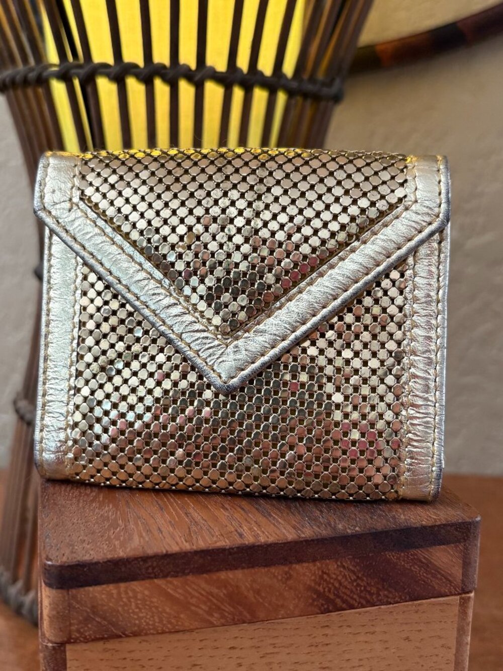 Whiting & Davis Gold Mesh Leather Wallet USA Made